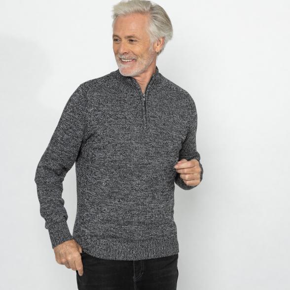 Herren-Pullover mit Troyerkragen schwarz