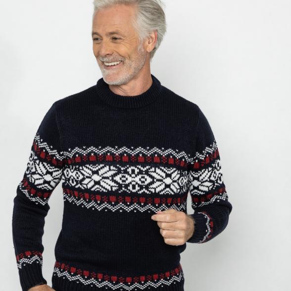 Herren-Pullover mit Norwegermuster marine