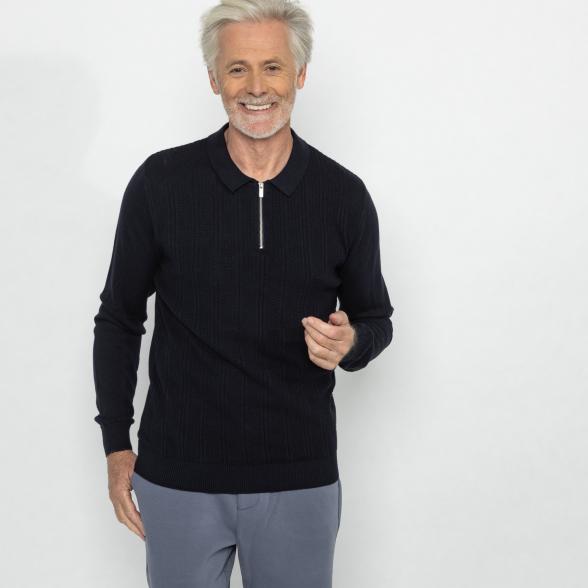 Herren-Pullover mit Polokragen marine