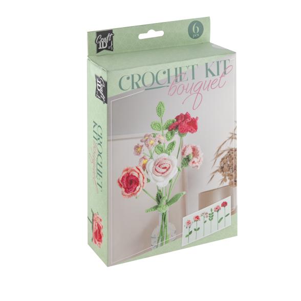 Crochet kit Flower Bouquet Pink, Finished 23x45cm