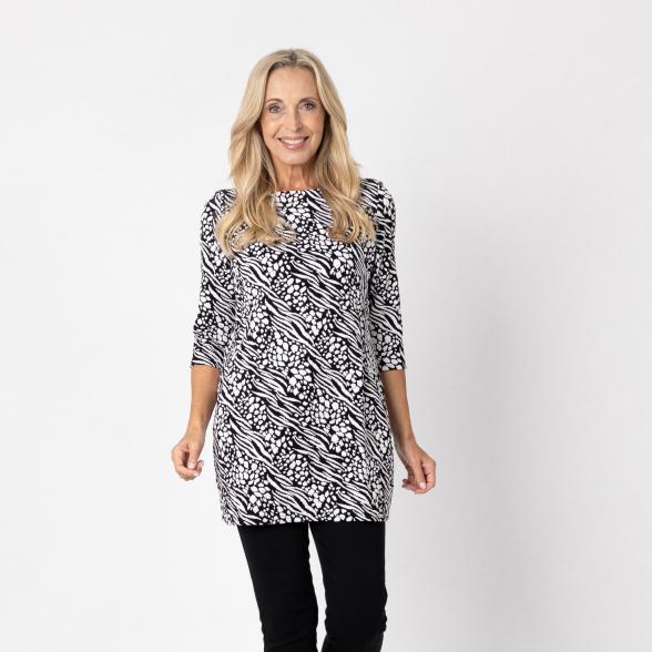 VANESSA STYLE Damen-Longshirt schwarz/weiß