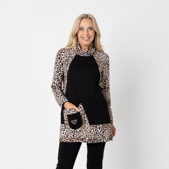 VANESSA STYLE Damen-Longshirt schwarz/ multicolor