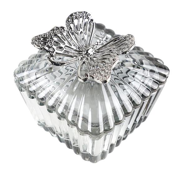 Crystal Dreams Deckeldose Schmetterling grau