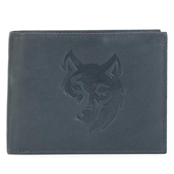 TESORO Lederbörse Wolf grau