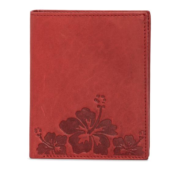 TESORO Lederbörse Hibiskus rot