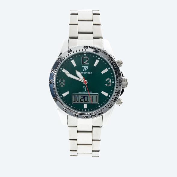 4260736036513 - Time Piece Herren-Funkuhr Big Date petrol