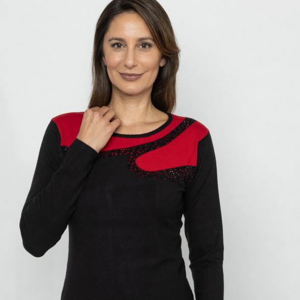 TRENDS by J. Leibfried Pullover schwarz/rot