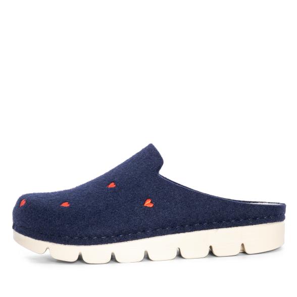 Dr. Feet Damenhausschuhe navy mit Herzen