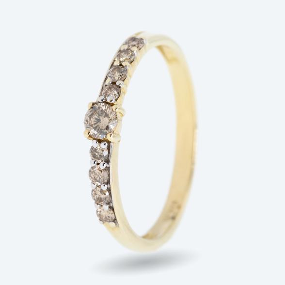 Ring 375 Gelbgold Brillanten champagnerfarbig