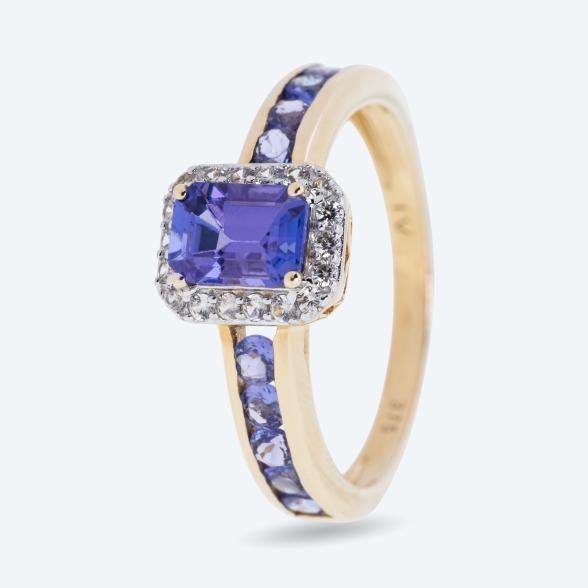 Ring 375 Gelbgold AAAA Tansanit