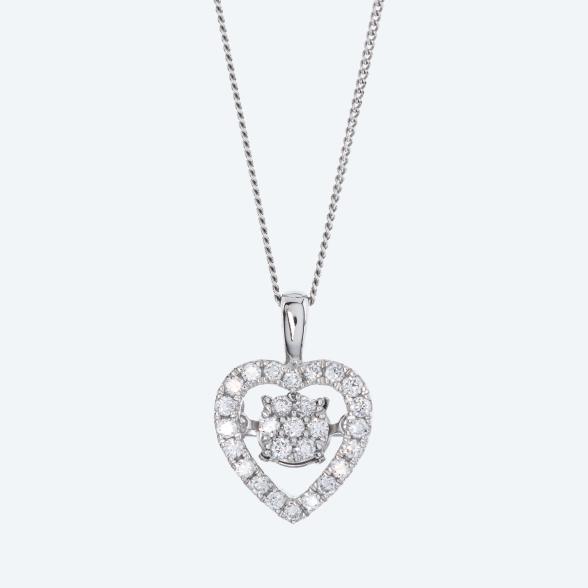 LG Anhänger mit Kette 925 rhod. Brillanten