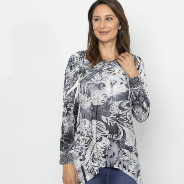 TRENDS by J. Leibfried Longshirt schwarz/ weiß