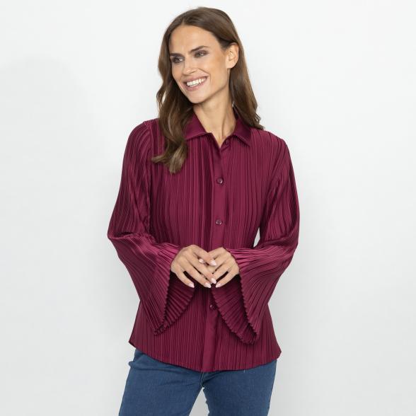 TRENDS by J. Leibfried Plissee-Bluse bordeaux