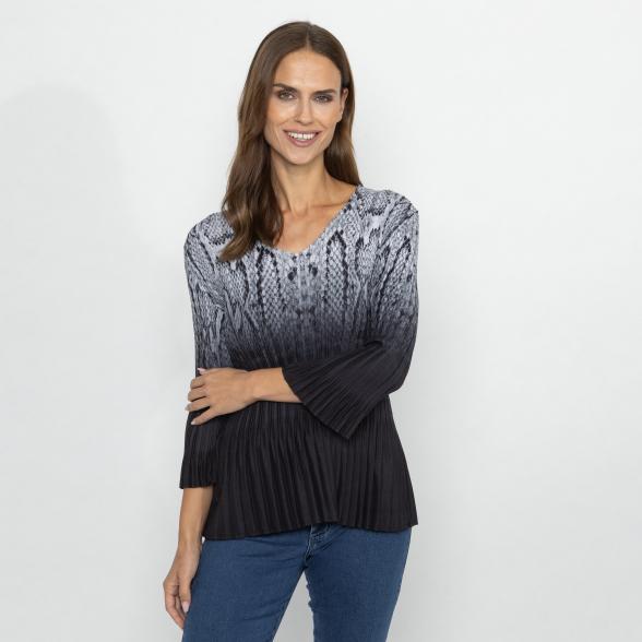 TRENDS by J. Leibfried Plissee-Shirt schwarz/grau