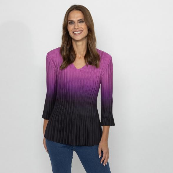 TRENDS by J. Leibfried Plissee-Shirt lila/schwarz