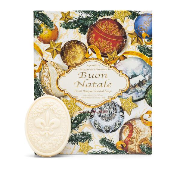 Hartseifen Set Buon Natale Weiße Blumen 4x125g