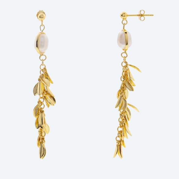 Ohrhänger 925 Silber vergoldet Süßwasserzuchtperle