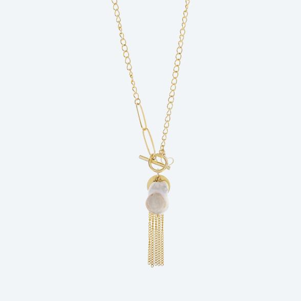 Collier 925 Silber vergoldet Süsswasserzuchtperle