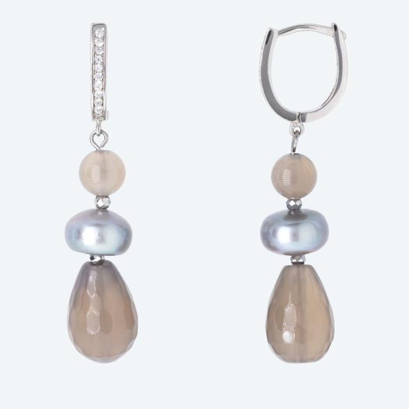 Ohrhänger 925 Sterling Silber rhod. Achat,SWZPerle