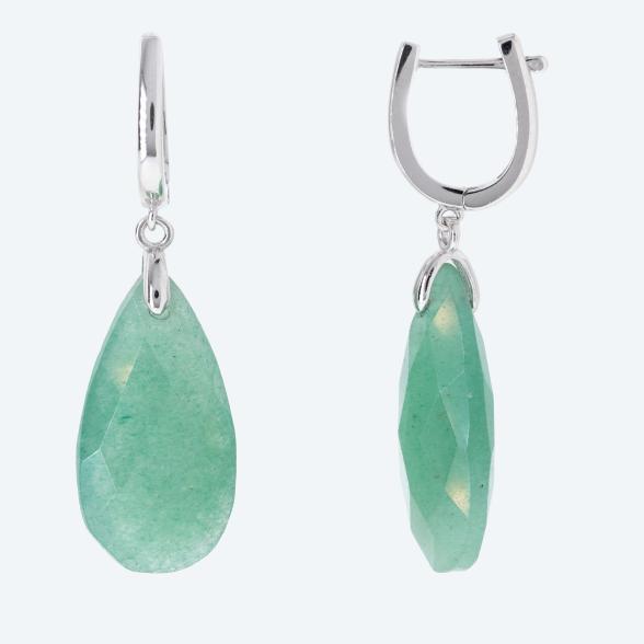 Ohrhänger 925 Sterling Silber rhod. Aventurin grün