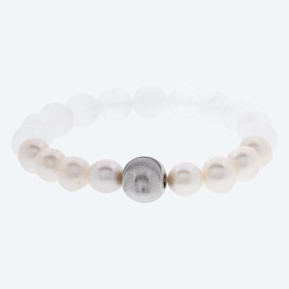 Armband 925 rhod. Süßwasserzuchtperle, Selenit