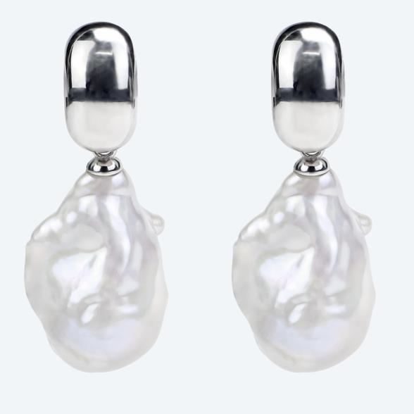 Ohrhänger 925 rhod. Süßwasserzuchtperle barock