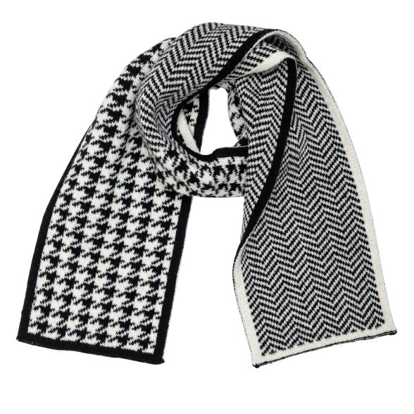 Schal mit Hahnentrittmuster schwarz