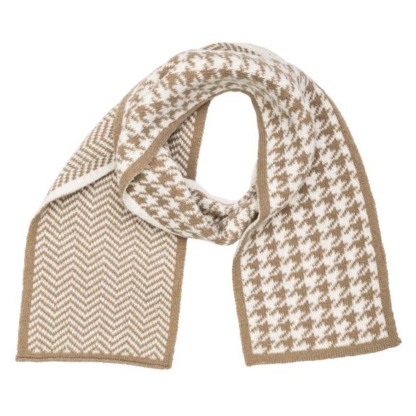 Schal mit Hahnentrittmuster beige