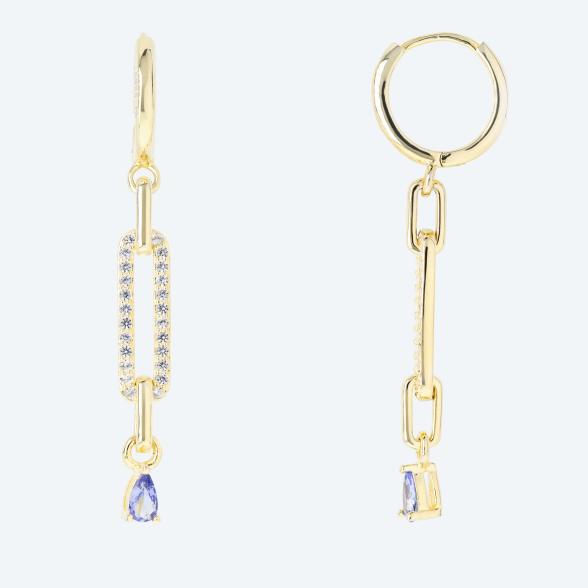 Ohrhänger 925 Silber vergoldet Tansanit