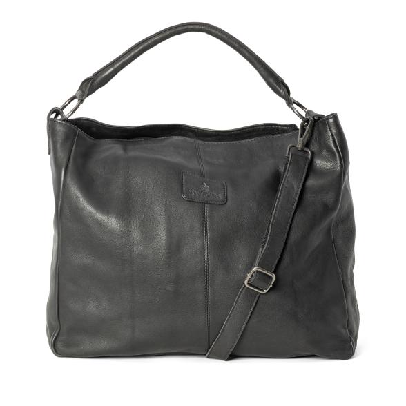 The Skandinavian Leder Henkeltasche schwarz
