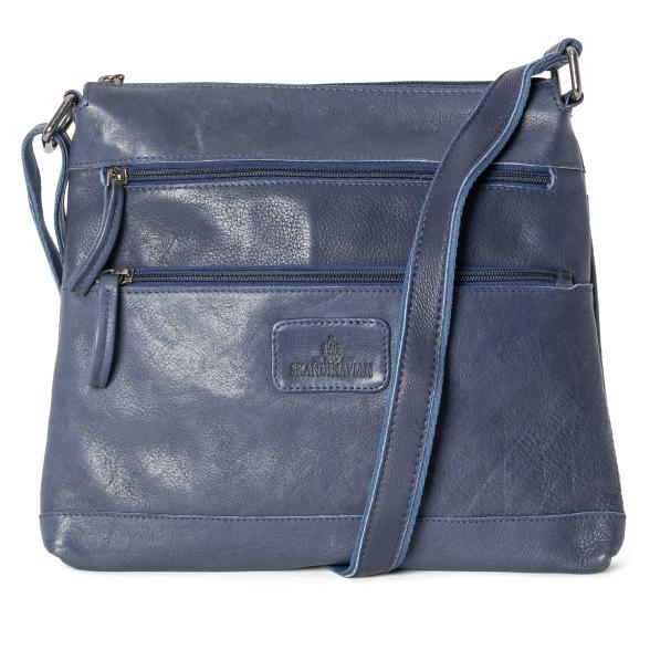 The Skandinavian Leder Umhängetasche blau