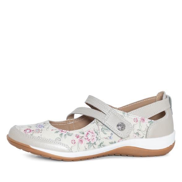 Chiara Gradi Damenslipper creme mit Blumenmuster