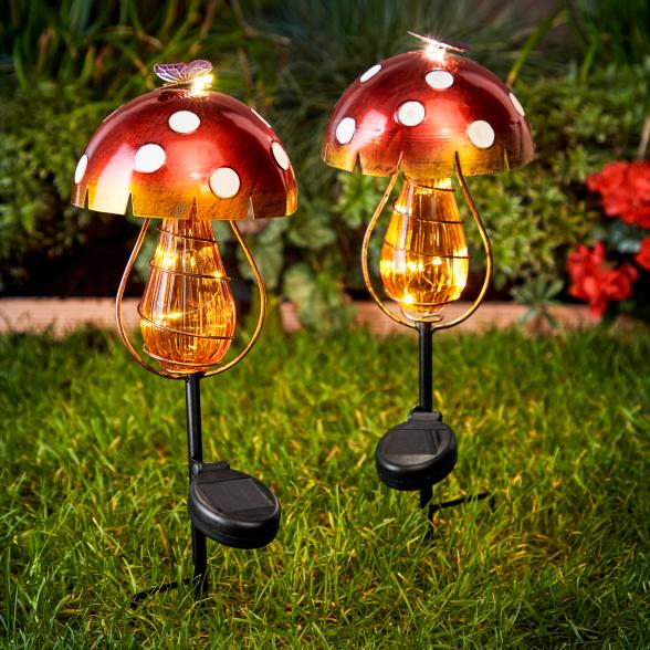 Solar-Gartenstecker Pilz