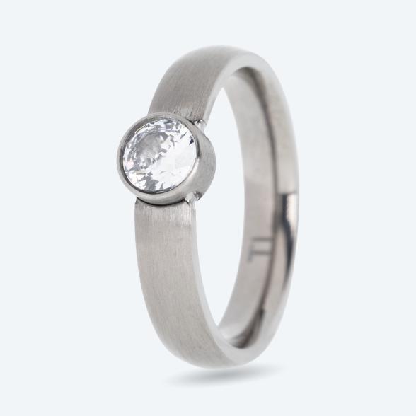 Titan Solitär Ring Zirkonia