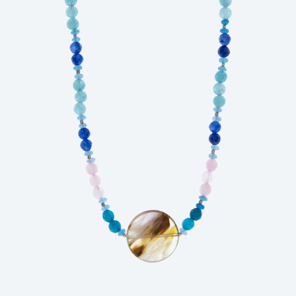 Collier Achat, Rosenquarz Magnetverschluß