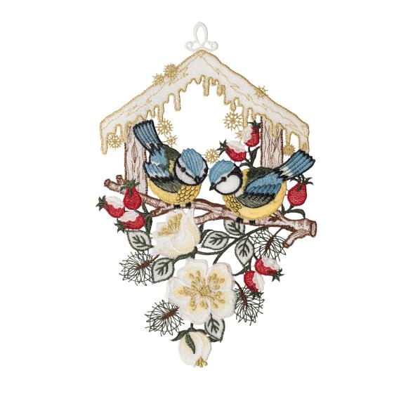 Plauener Spitze Fensterbild Vogelhaus