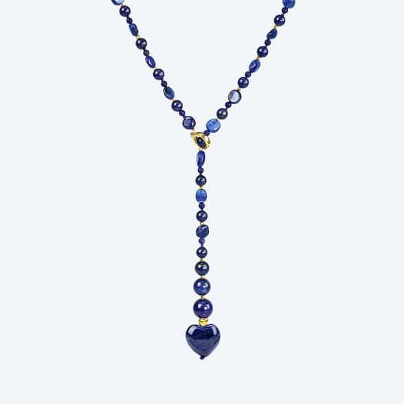 Y-Collier Kyanit, Lapislazuli, Hämatit