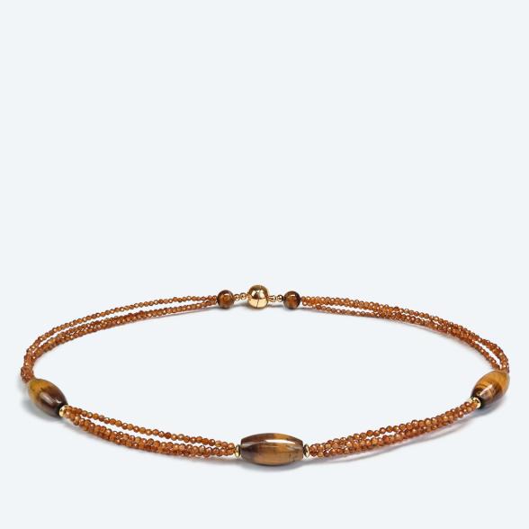 Collier Tigerauge, Granat Magnetverschluß