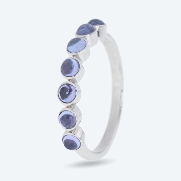 Ring 925 rhodiniert Tansanit Cabochon