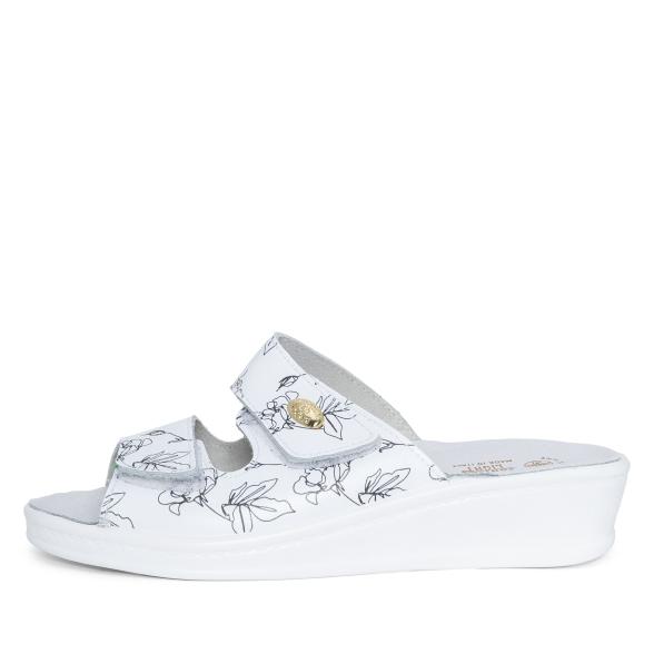 SANITAL LIGHT Damenpantolette weiß mit Blumen