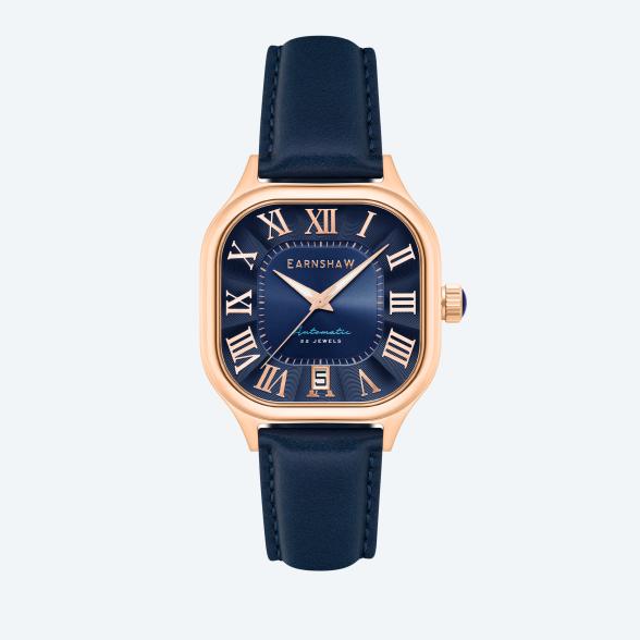 4894664215001 - EARNSHAW Automatikuhr Coussin rosé-blau