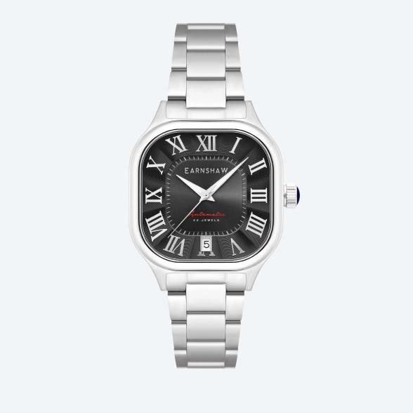 4894664178351 - EARNSHAW Automatikuhr Coussin silber-schwarz