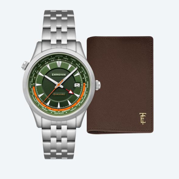 4894664211775 - EARNSHAW Automatikuhr World Timer GMT grün