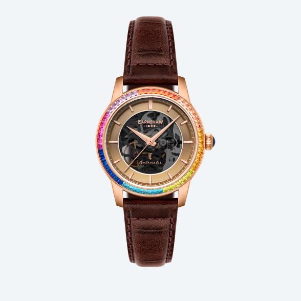 4894664238376 - EARNSHAW Automatikuhr Celestial Glory rosé-braun