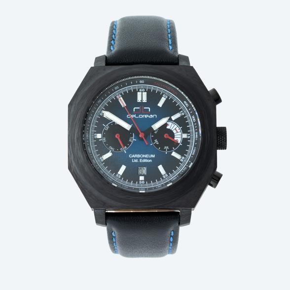 deLorean Herren-Automatikuhr "Carboneum" blau