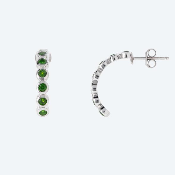 Ohrstecker 925 Silber rhodiniert Chromdiopsid