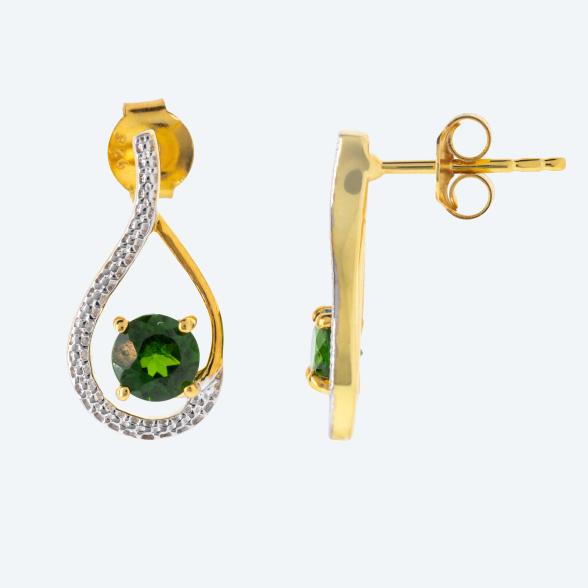 Ohrstecker 925 Silber vergoldet Chromdiopsid