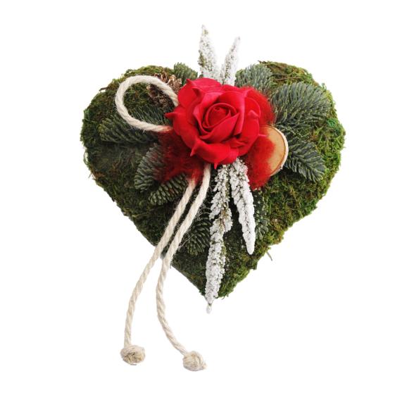 Moosherz 20cm mit Foamrose