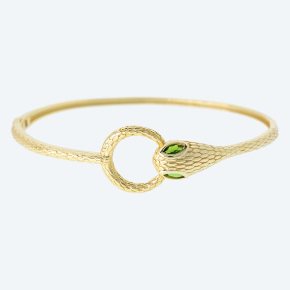 Armreif 925 Silber vergoldet Chromdiopsid