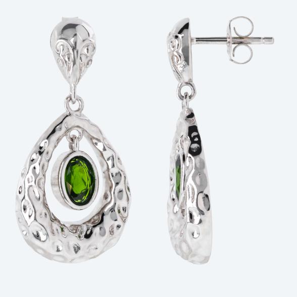 Ohrhänger 925 Silber rhodiniert  Chromdiopsid